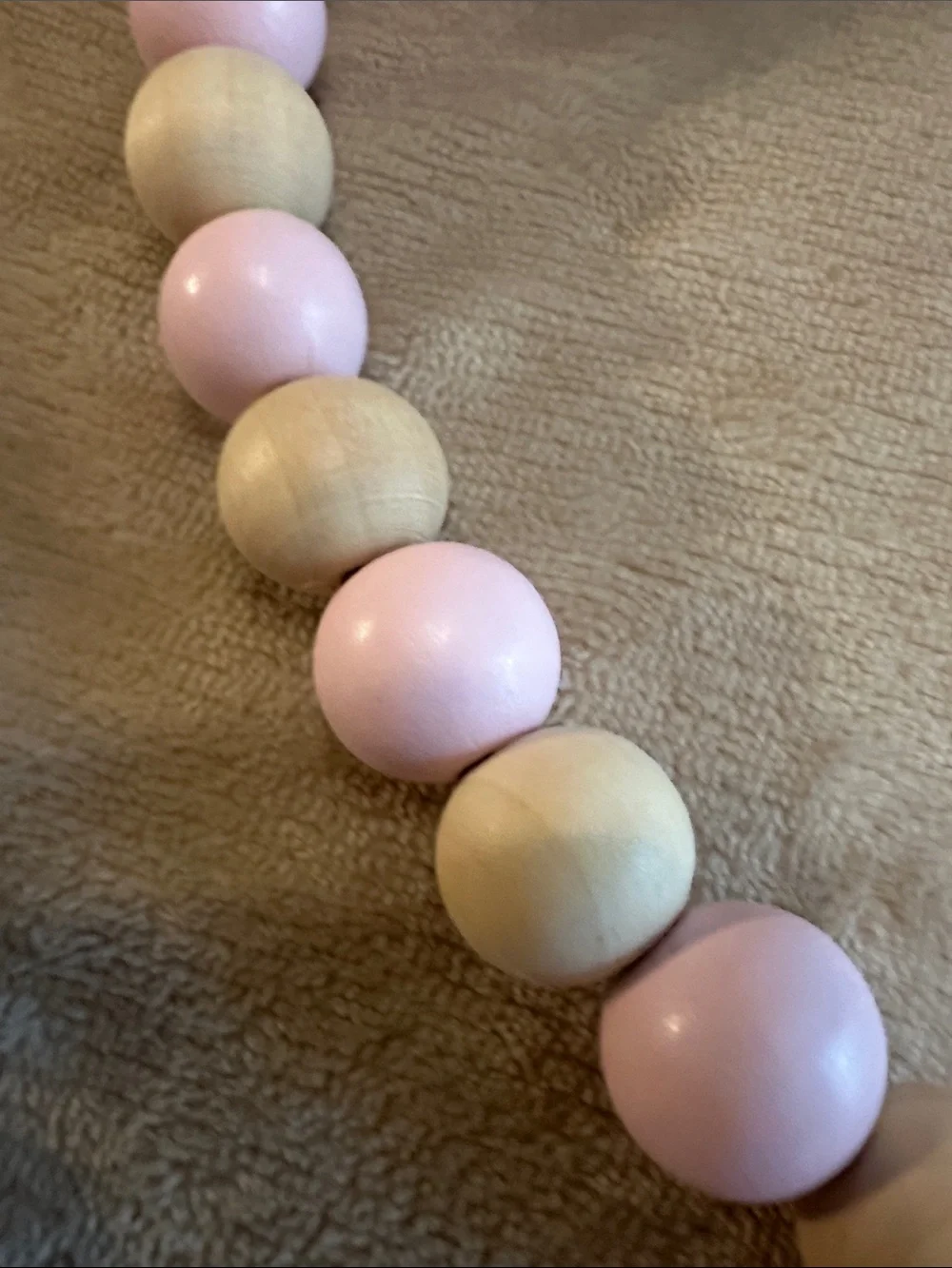 Hobby Lobby Pink Bunny Bead Garland with Green Beads and Tassels